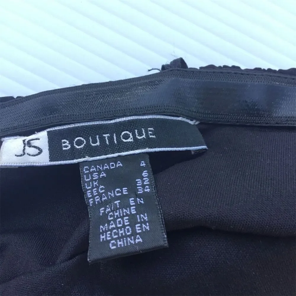 JS‎ Boutique Women's Size 4 Black Strapless Gown with Embellished Waist
